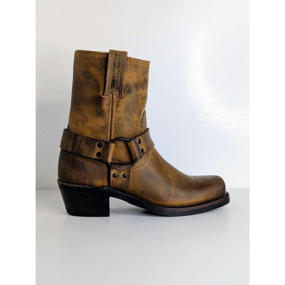 Frye Harness 8R Boots 6.5 Dark Brown Leather Ankle NWT Box 77455 Cognac DBN VGC - Picture 8 of 14